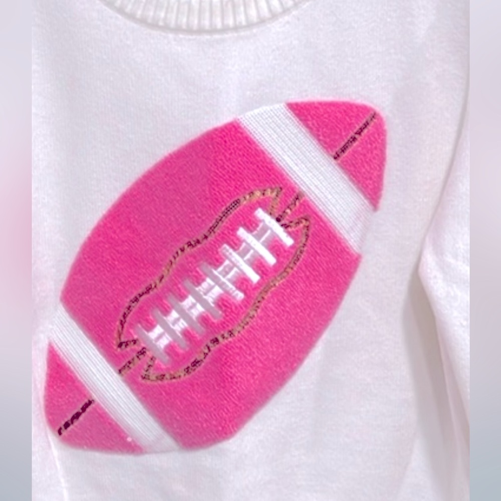 Rare 🏈💗Queen of Sparkles Pink Football Sweater size small fuzzy plush - Picture 10 of 10